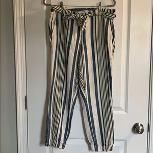 Loft paper bag pants- stripes